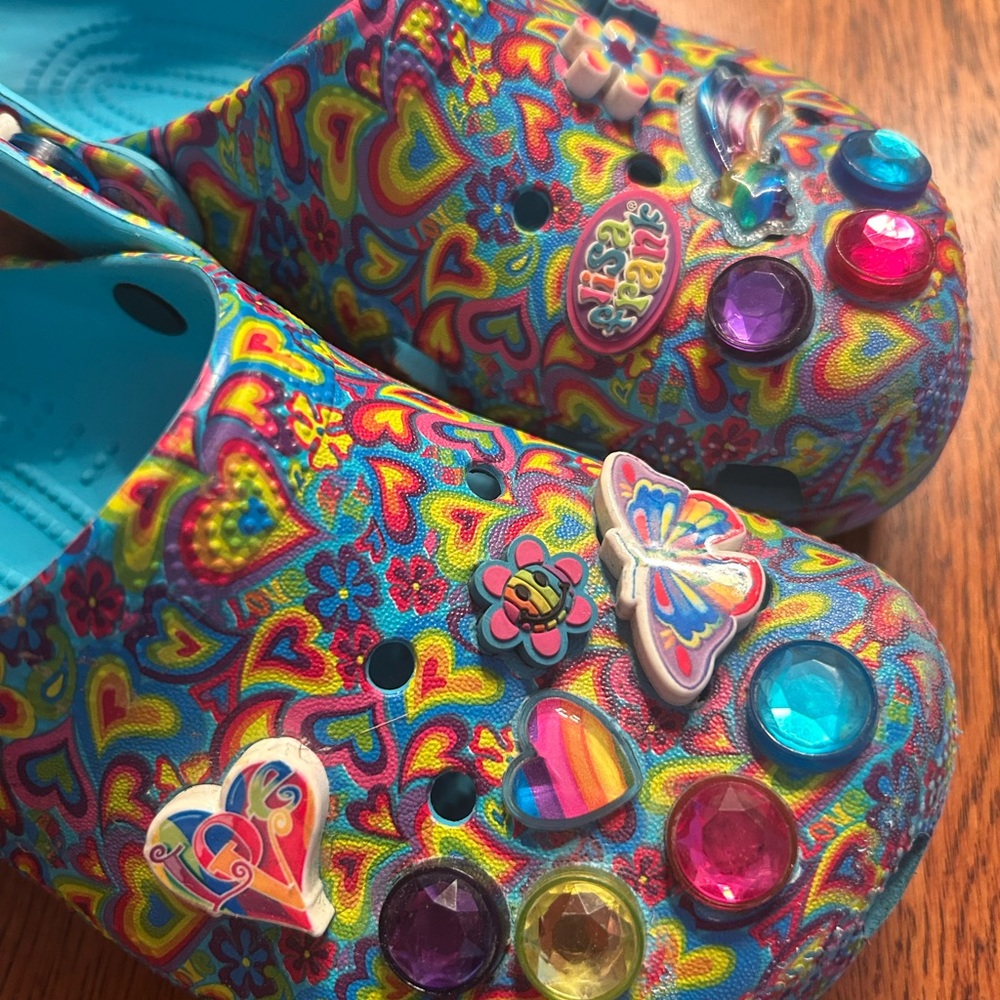 CROCS X Lisa Frank Limited Edition Multicolor Kids Clogs with Jibbitz -Used - Picture 3 of 4